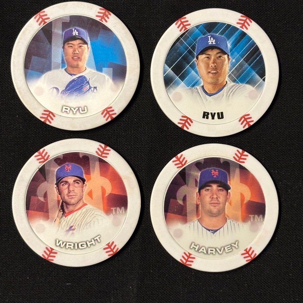 MLB Topps trading chips (4) NY Dodgers baseball players
